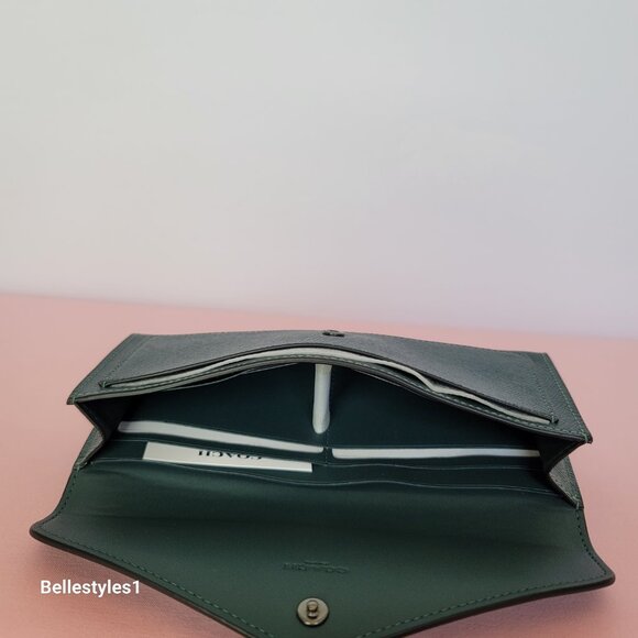 COACH Wyn Envelope Crossgrain Leather Wallet- Forest color ⭐ - Picture 13 of 16